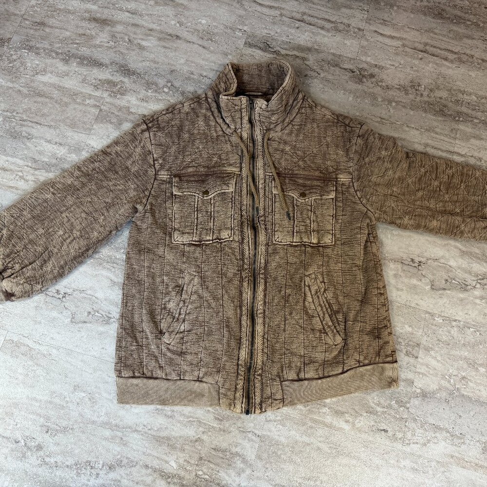 We The Free - Free People Luna Cozy Bomber Jacket - Brown - Size XL